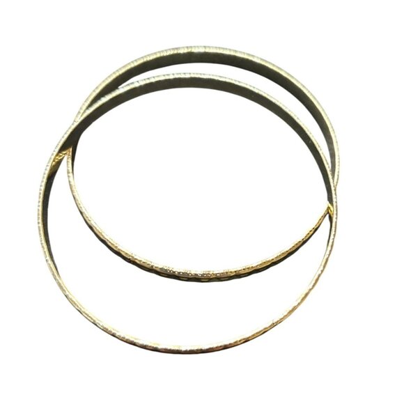 Gold-Plated Etched Bangle Bracelet Set - Picture 3 of 7